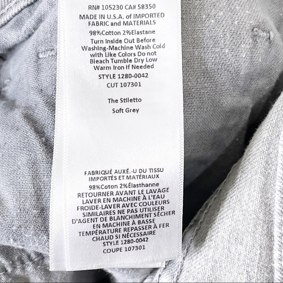 Current Elliott Revolve Soft Grey The Stiletto Skinny Jeans Size 24 - Picture 9 of 10